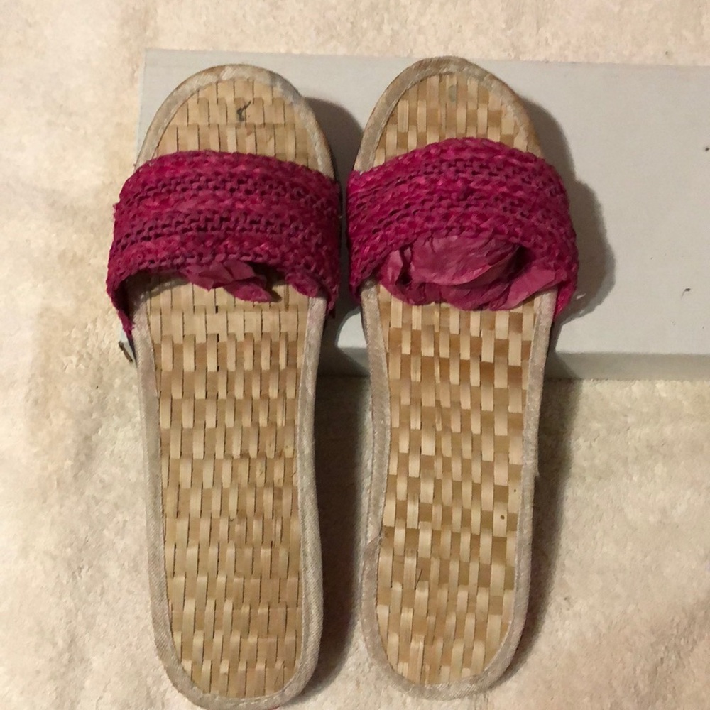 Woven Rattan slippers.
